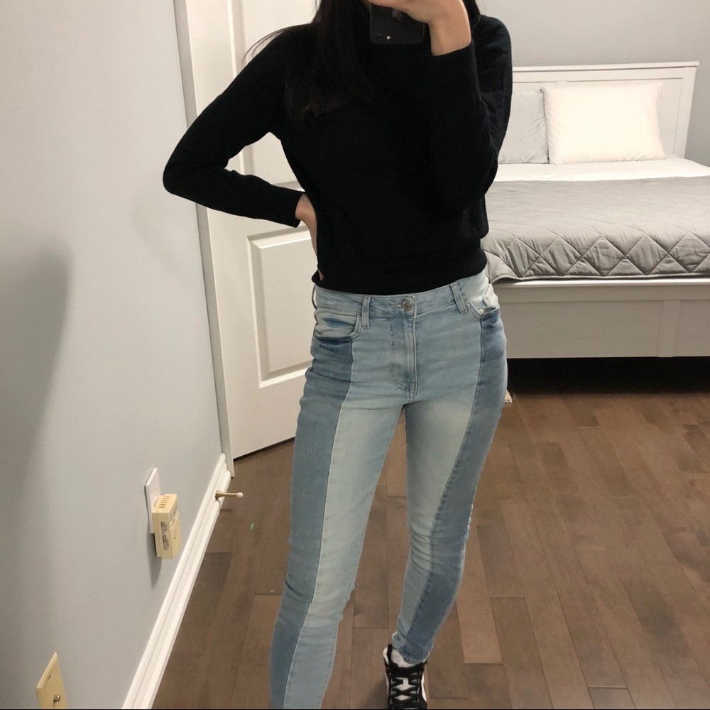 Two tone denim skinny jeans